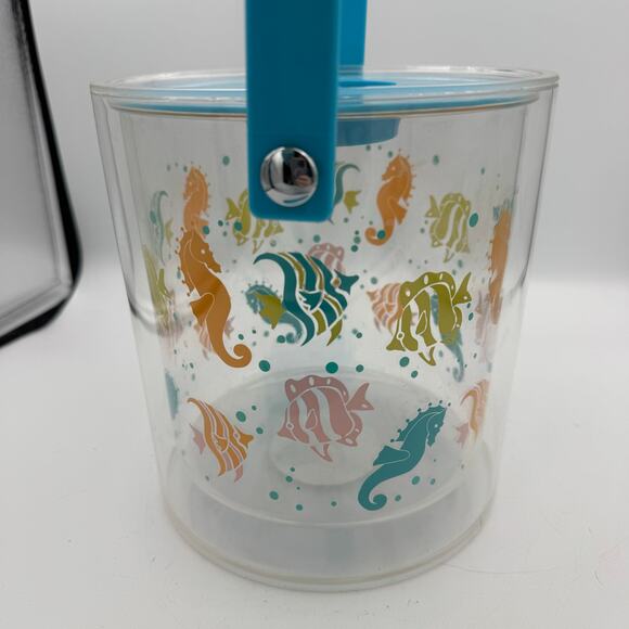 Retro Kmart Summer Picnic Acrylic Ice Bucket Fish Sea Life Tropical Beach - Picture 3 of 7
